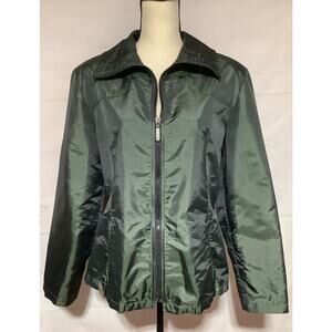 BRAETAN Sz L iridescent emerald green black windbreaker spring jacket